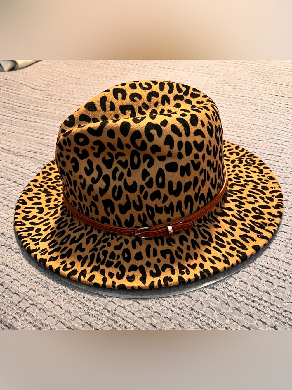 Leopard Print Fedora Hat in Tan and Black